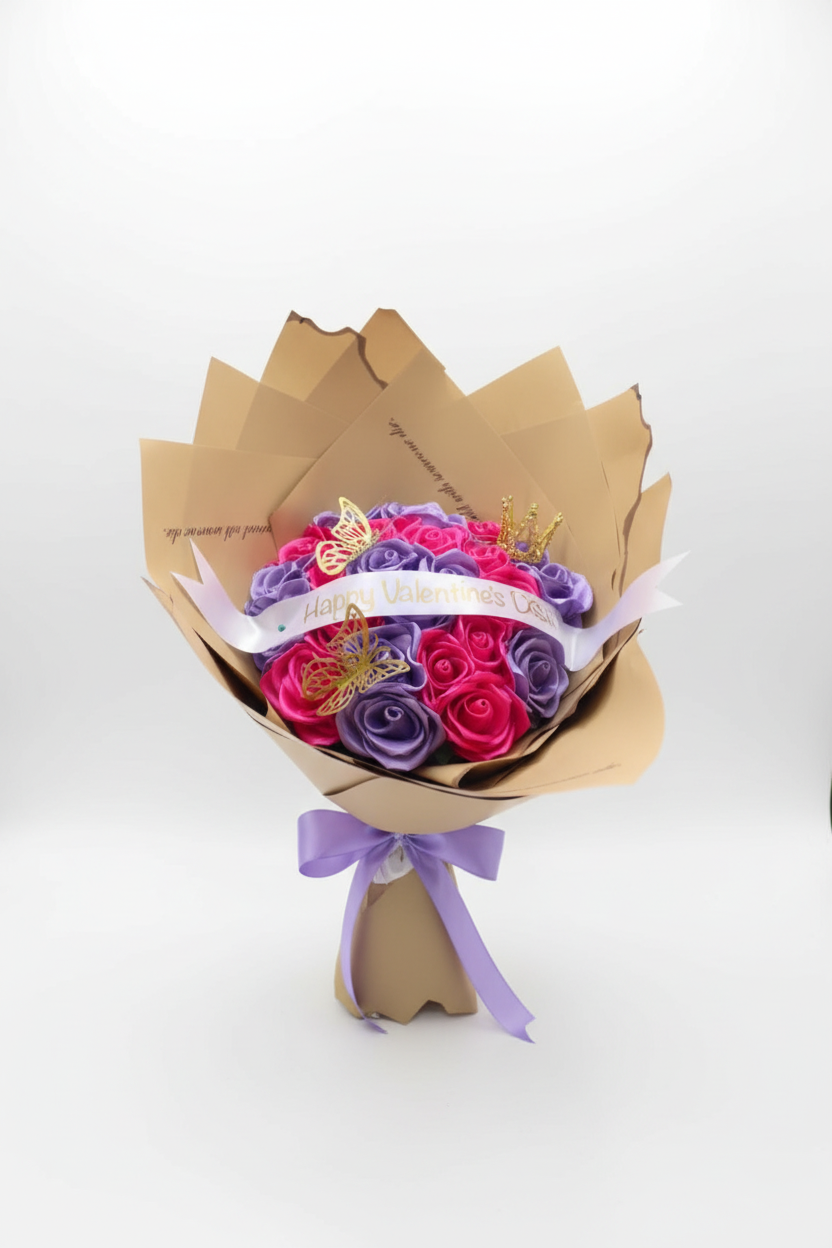 Bouquet de Rosas Rosa y Morado - un detalle para mi novia